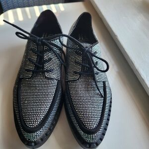 Jennifer Lopez Silver Sparkle Oxford Shoes